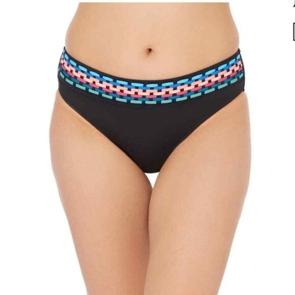 LA BLANCA Women's Size 16 Hipster Bikini Bottom Macramé Black NWT $54 - Picture 3 of 11